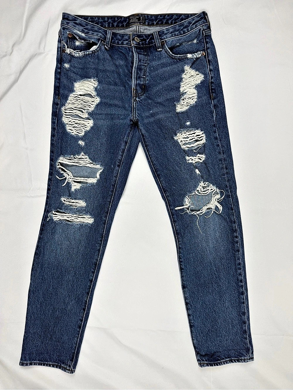 Abercrombie Fitch Ames Jeans 28 Low Rise Slim Boyfriend Distressed Ripped Denim